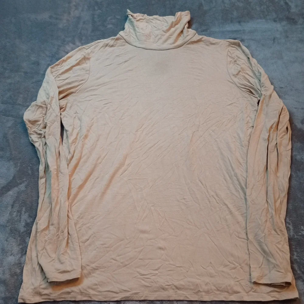 Lafayette 148 New York Womens High Neck Top Shirt Beige Size Large Beige Viscose